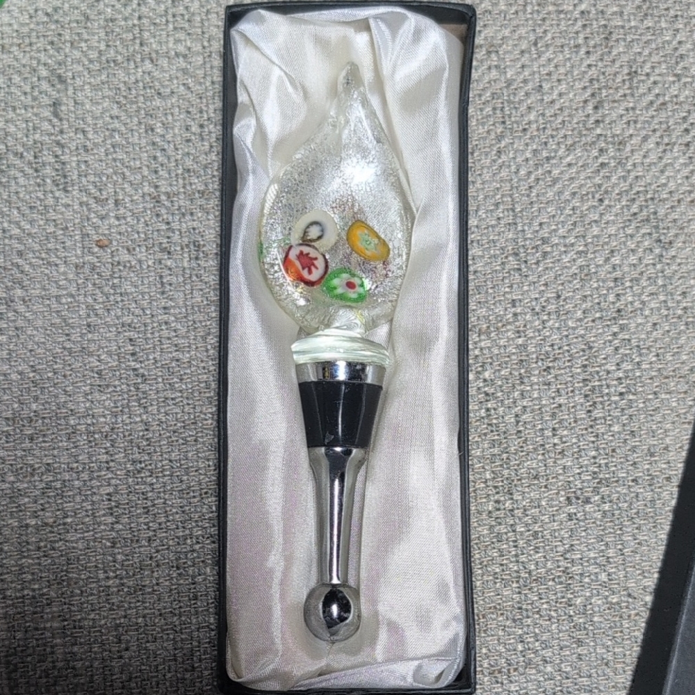 Artisan Glass Wine Stopper with Fruit Accents